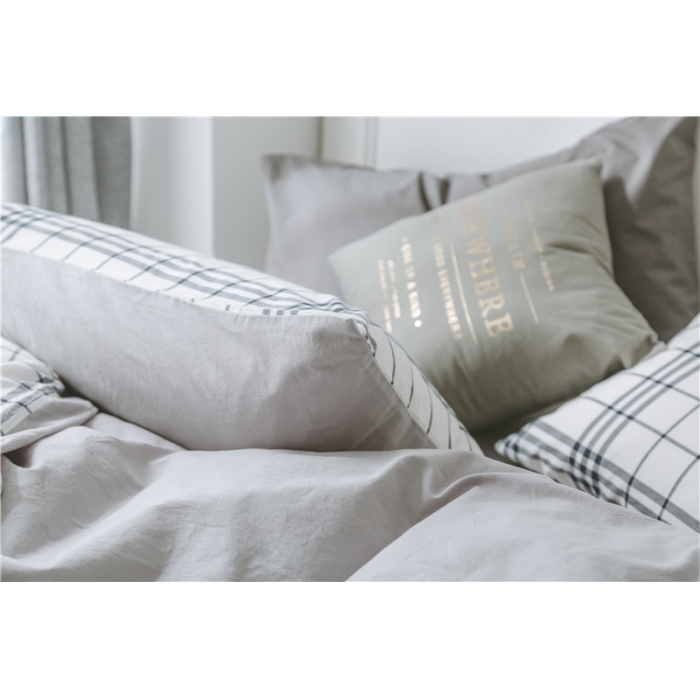 91家纺网 家纺一手货源 找家纺 早春全棉色织水洗套件电子图北欧格子