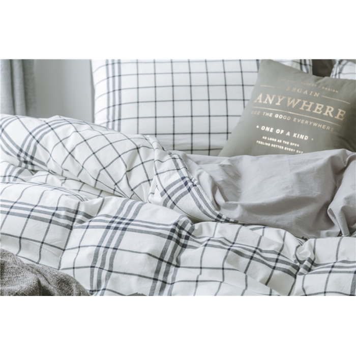 91家纺网 家纺一手货源 找家纺 早春全棉色织水洗套件电子图北欧格子