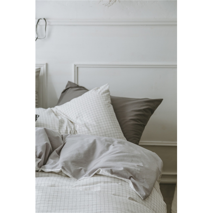 91家纺网 家纺一手货源 找家纺 早春全棉色织水洗套件电子图本白格子