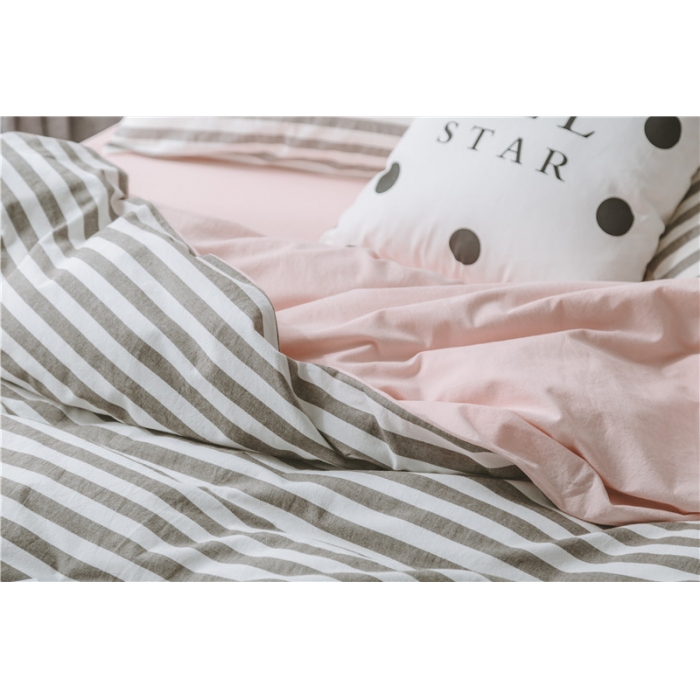 91家纺网 家纺一手货源 找家纺 早春全棉色织水洗套件电子图咖色条纹