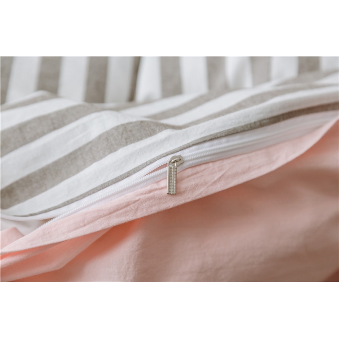 91家纺网 家纺一手货源 找家纺 早春全棉色织水洗套件电子图咖色条纹