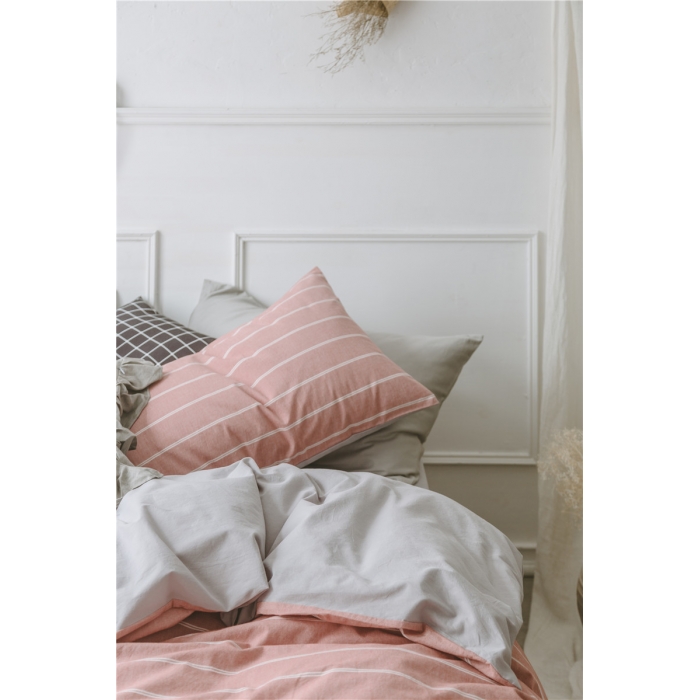 91家纺网 家纺一手货源 找家纺 早春全棉色织水洗套件电子图品红条纹