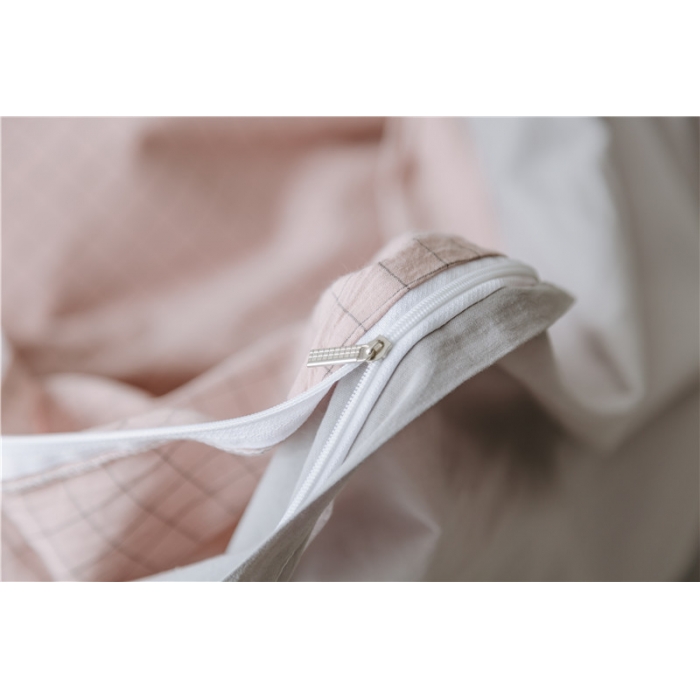 91家纺网 家纺一手货源 找家纺 早春全棉色织水洗套件电子图浅粉格子