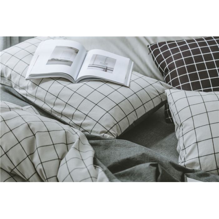 91家纺网 家纺一手货源 找家纺 早春全棉色织水洗套件电子图浅灰格子