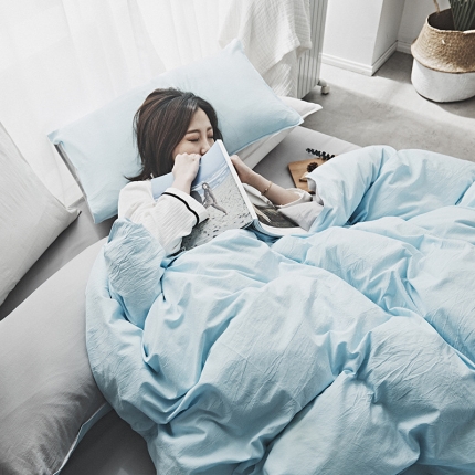 91家纺网 家纺一手货源 找家纺 （总）2018素色水洗四件套