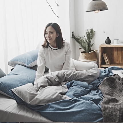 91家纺网 家纺一手货源 找家纺 2018素色水洗四件套 天晴