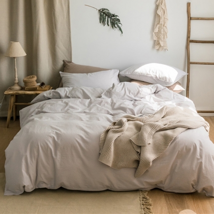 91家纺网 家纺一手货源 找家纺 2019新款素色四件套素-浅灰