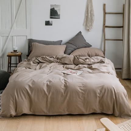 91家纺网 家纺一手货源 找家纺 2019新款素色四件套素-浅咖