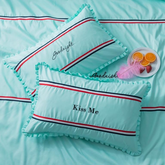 91家纺网 家纺一手货源 找家纺 2018欧冠家纺INS典藏版爆款四件套 床裙款INS-果绿