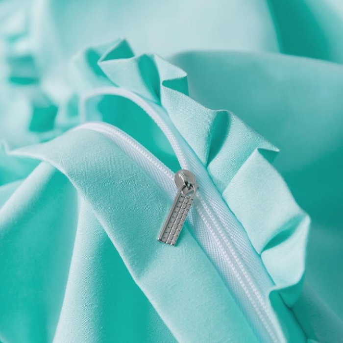 91家纺网 家纺一手货源 找家纺 2018欧冠家纺INS典藏版爆款四件套 床裙款INS-果绿