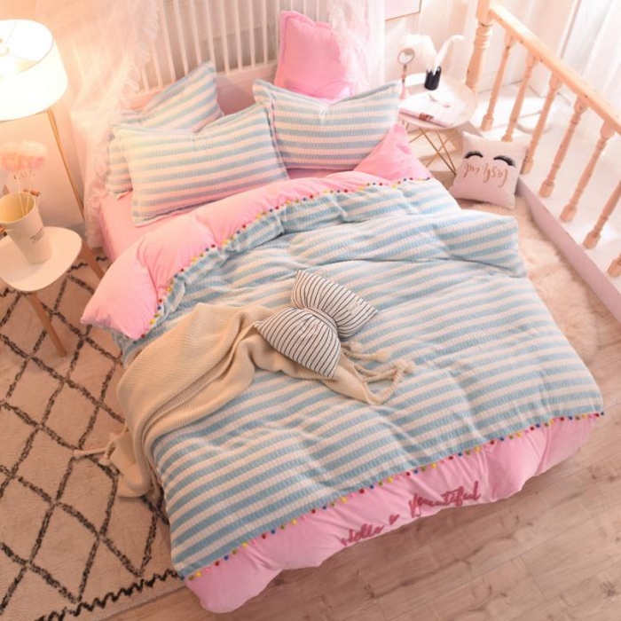 91家纺网 家纺一手货源 找家纺 欧冠家纺 2018新品阳光暖绒系列 蓝