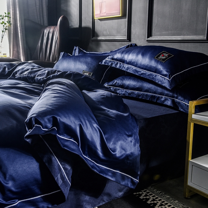 91家纺网 家纺一手货源 找家纺 （总）欧冠 2019新款水洗真丝贴布绣四件套 床笠款