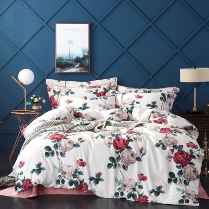 91家纺网 家纺一手货源 找家纺 棉生活 高端系列60长绒棉四件套床单款伊娜-白