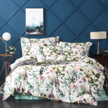 91家纺网 家纺一手货源 找家纺 棉生活 高端系列60长绒棉四件套床单款夏威夷