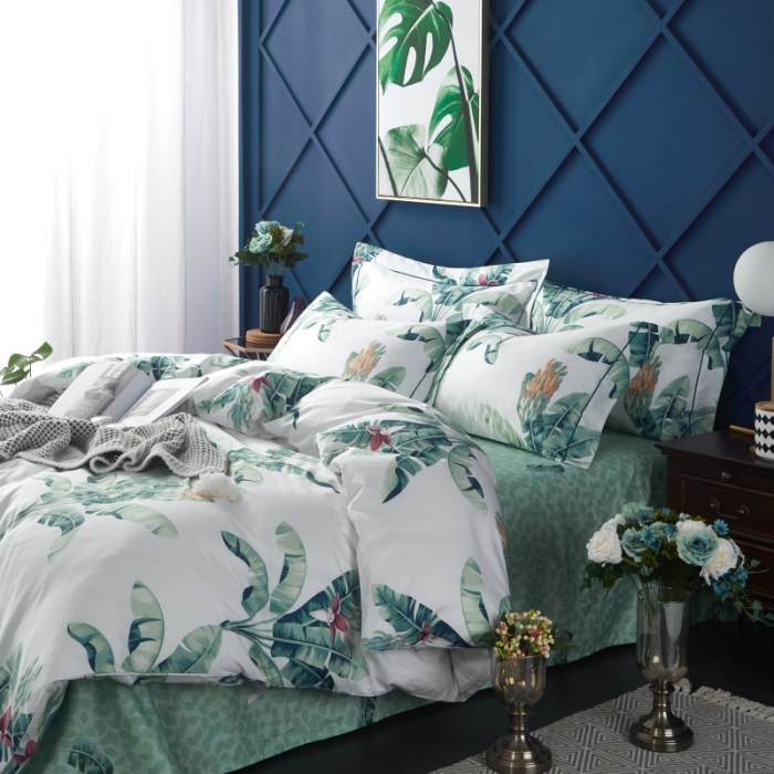 91家纺网 家纺一手货源 找家纺 棉生活 高端系列60长绒棉四件套床单款 北欧风