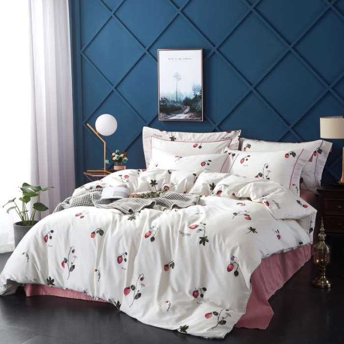 91家纺网 家纺一手货源 找家纺 棉生活 高端系列60长绒棉四件套床单款恋夏