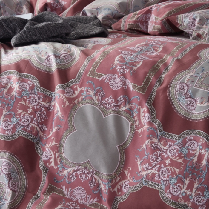 91家纺网 家纺一手货源 找家纺 棉生活 高端系列60长绒棉四件套床单款慕斯-红