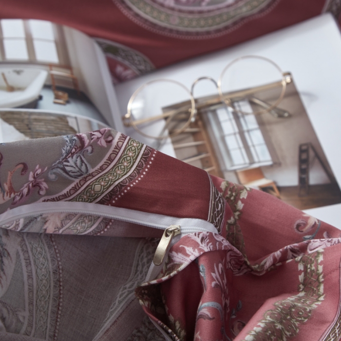 91家纺网 家纺一手货源 找家纺 棉生活 高端系列60长绒棉四件套床单款慕斯-红