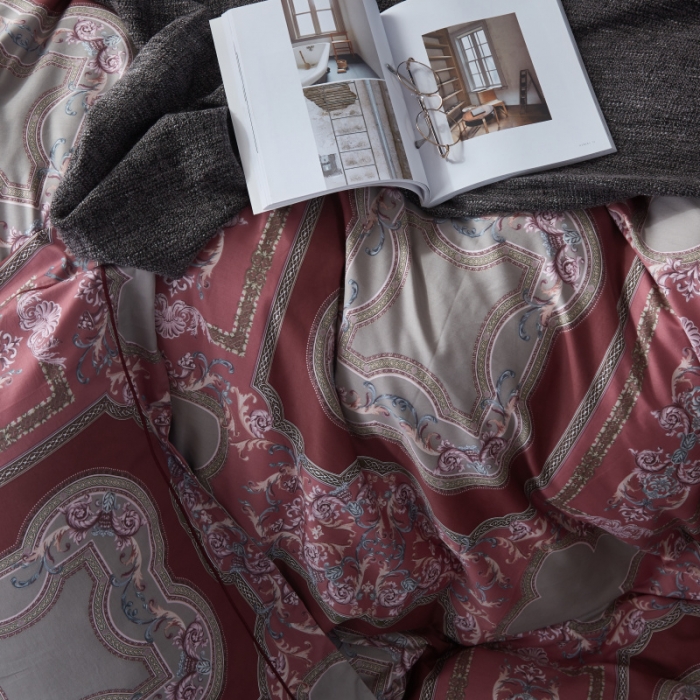 91家纺网 家纺一手货源 找家纺 棉生活 高端系列60长绒棉四件套床单款慕斯-红