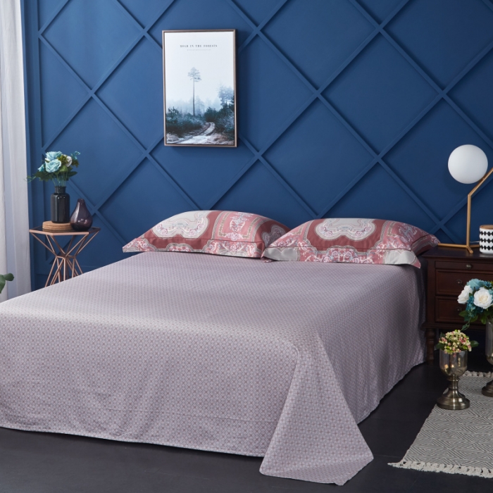 91家纺网 家纺一手货源 找家纺 棉生活 高端系列60长绒棉四件套床单款慕斯-红