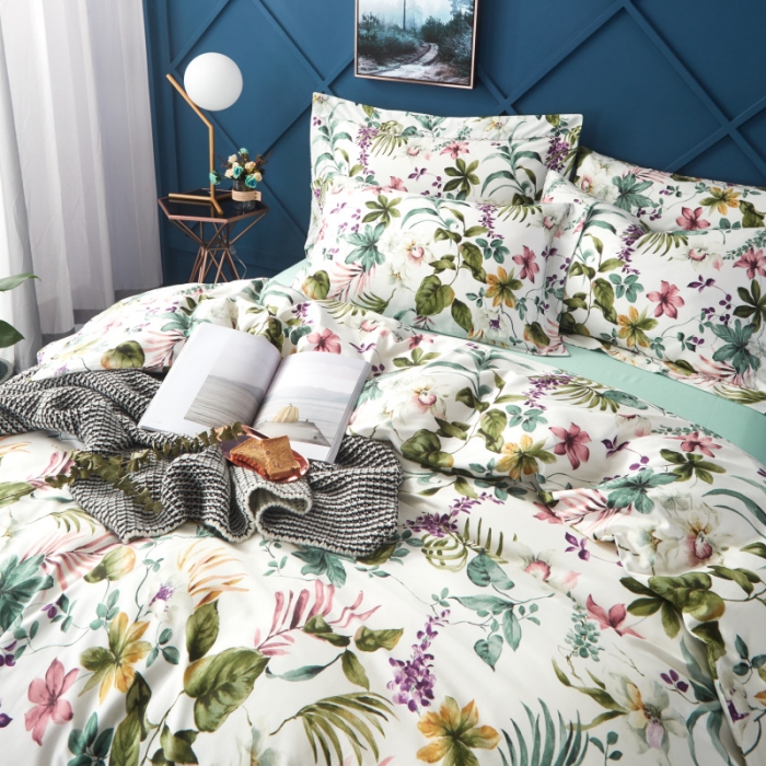 91家纺网 家纺一手货源 找家纺 棉生活 高端系列60长绒棉四件套床单款夏威夷