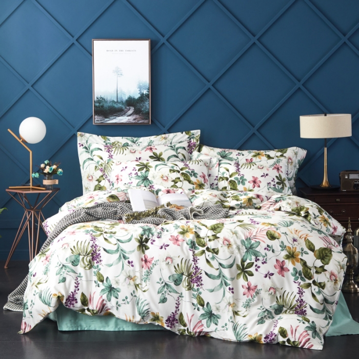 91家纺网 家纺一手货源 找家纺 棉生活 高端系列60长绒棉四件套床单款夏威夷