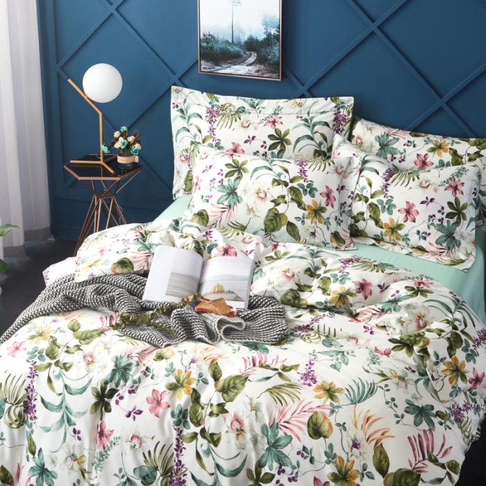 91家纺网 家纺一手货源 找家纺 棉生活 高端系列60长绒棉四件套床单款夏威夷