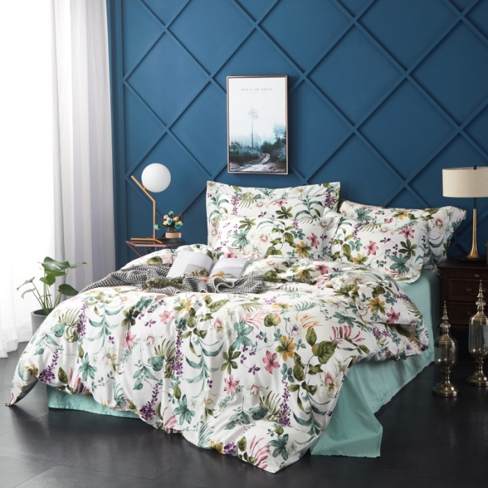 91家纺网 家纺一手货源 找家纺 棉生活 高端系列60长绒棉四件套床单款夏威夷