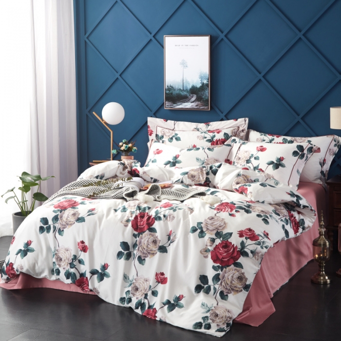 91家纺网 家纺一手货源 找家纺 棉生活 高端系列60长绒棉四件套床单款伊娜-白