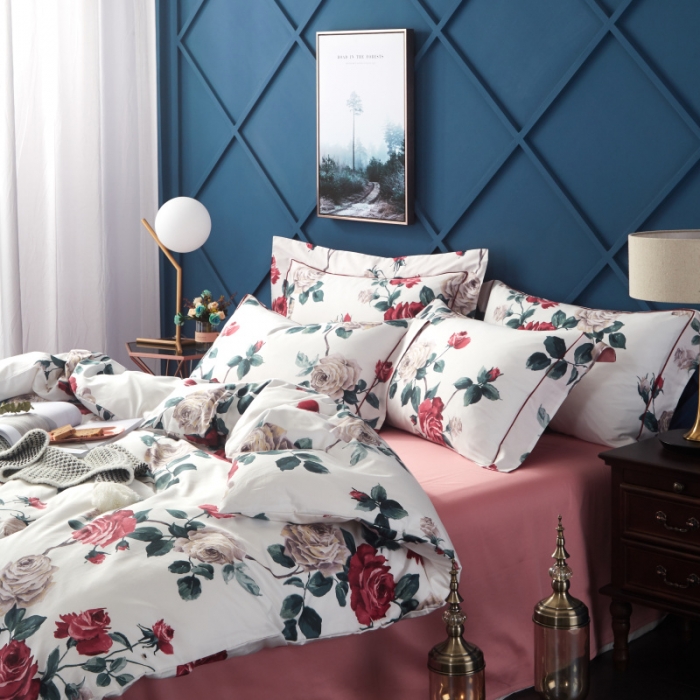 91家纺网 家纺一手货源 找家纺 棉生活 高端系列60长绒棉四件套床单款伊娜-白