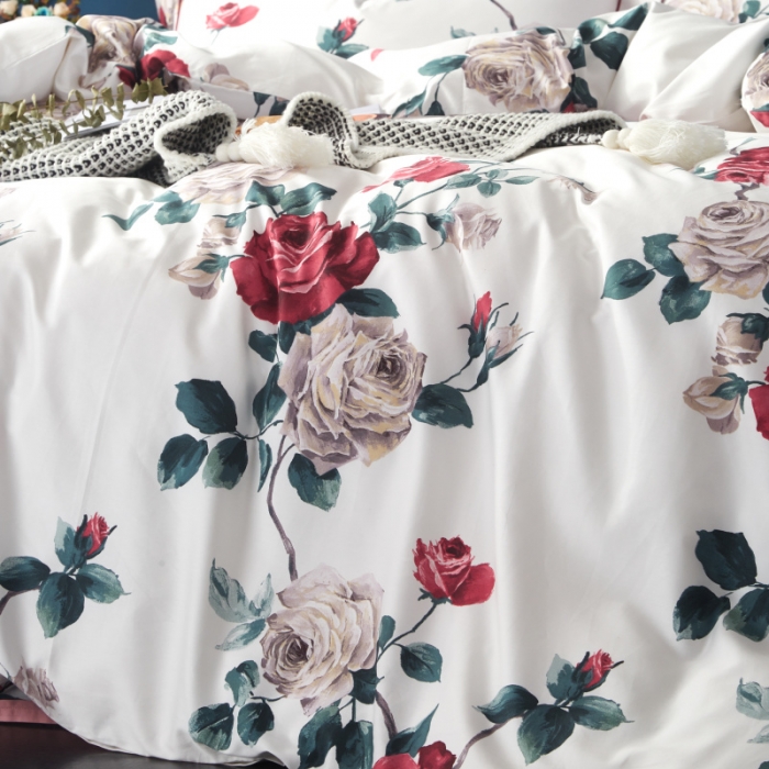 91家纺网 家纺一手货源 找家纺 棉生活 高端系列60长绒棉四件套床单款伊娜-白