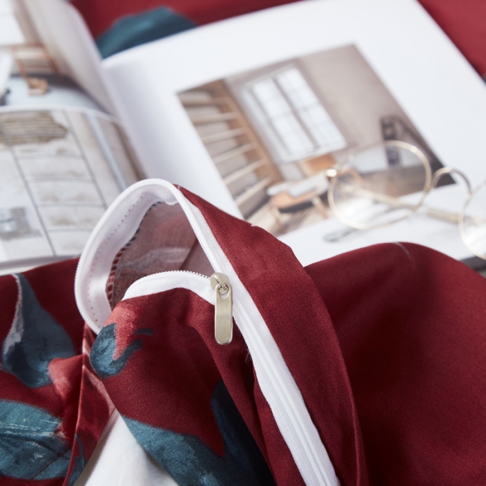 91家纺网 家纺一手货源 找家纺 棉生活 高端系列60长绒棉四件套床单款伊娜-红