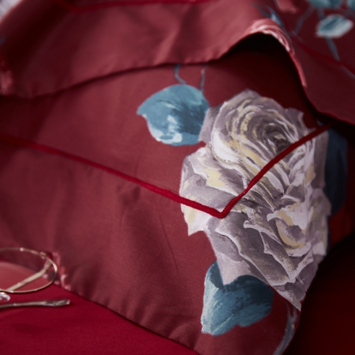 91家纺网 家纺一手货源 找家纺 棉生活 高端系列60长绒棉四件套床单款伊娜-红