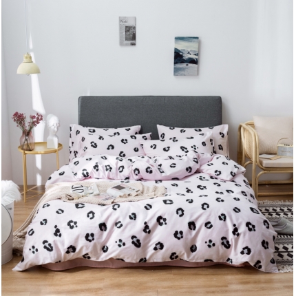 棉生活 小清新休闲简约风 豹纹芭比粉