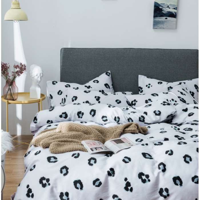 91家纺网 家纺一手货源 找家纺 棉生活 小清新休闲简约风 豹纹芭比灰