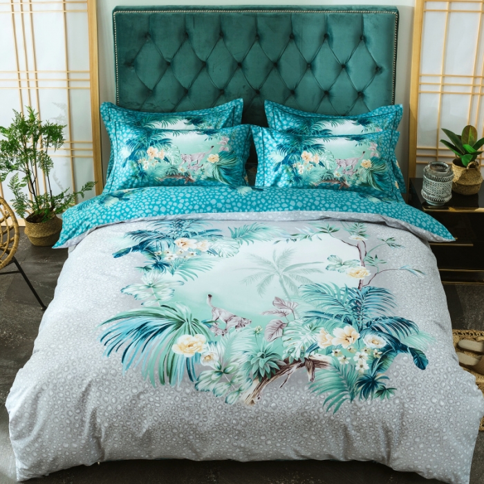 91家纺网 家纺一手货源 找家纺 棉生活 2019年春夏大版全棉四件套 丛林之旅