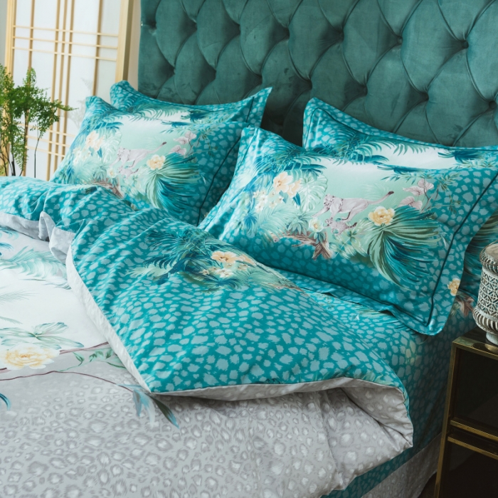 91家纺网 家纺一手货源 找家纺 棉生活 2019年春夏大版全棉四件套 丛林之旅