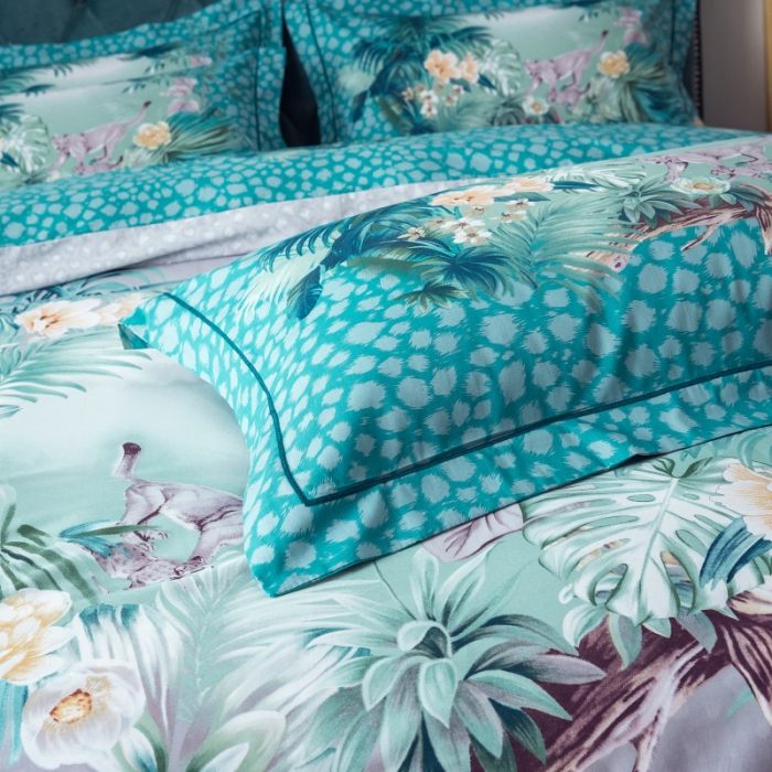 91家纺网 家纺一手货源 找家纺 棉生活 2019年春夏大版全棉四件套 丛林之旅