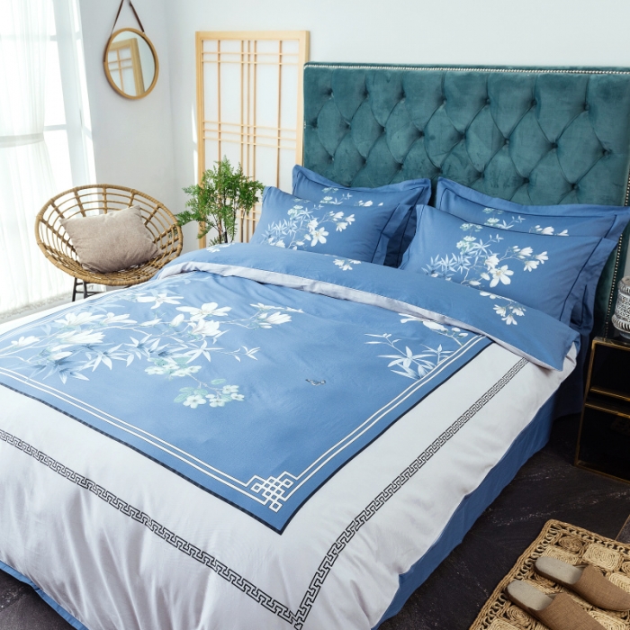 91家纺网 家纺一手货源 找家纺 棉生活 2019年春夏大版全棉四件套 青青子衿