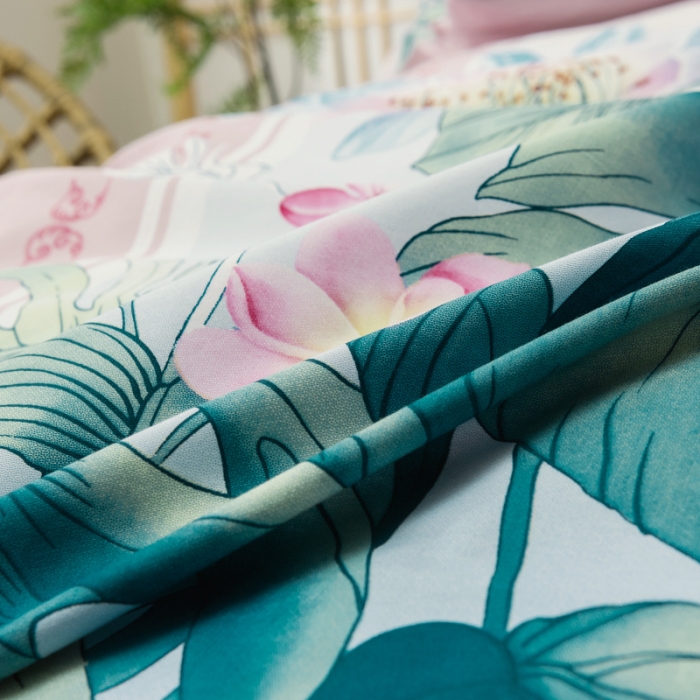 91家纺网 家纺一手货源 找家纺 棉生活 2019年春夏大版全棉四件套 晴窗花事粉