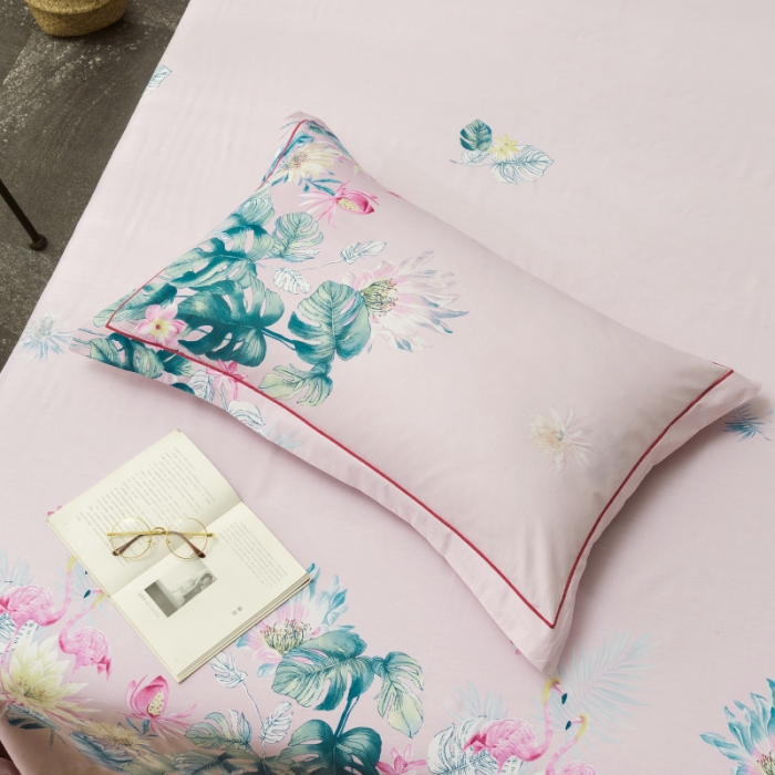 91家纺网 家纺一手货源 找家纺 棉生活 2019年春夏大版全棉四件套 晴窗花事粉