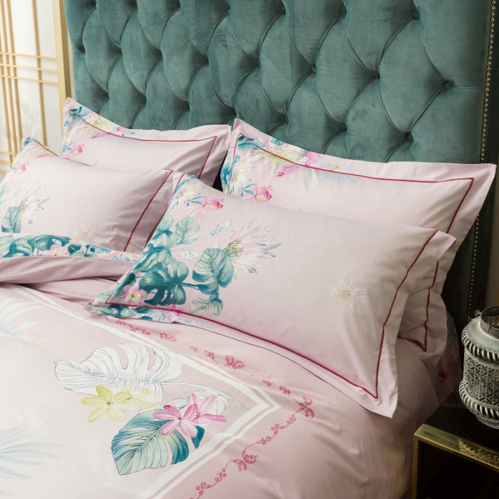 91家纺网 家纺一手货源 找家纺 棉生活 2019年春夏大版全棉四件套 晴窗花事粉