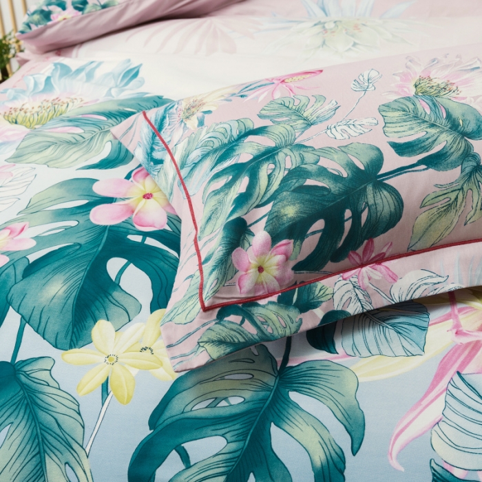 91家纺网 家纺一手货源 找家纺 棉生活 2019年春夏大版全棉四件套 晴窗花事粉