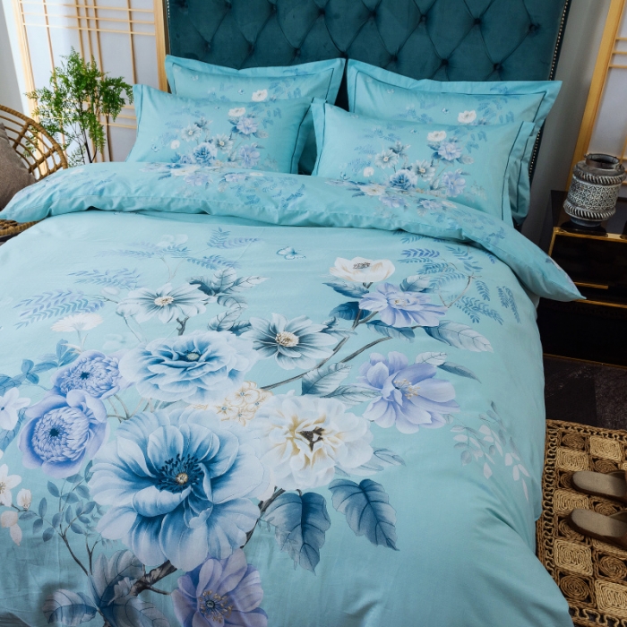 91家纺网 家纺一手货源 找家纺 棉生活 2019年春夏大版全棉四件套 颜沫