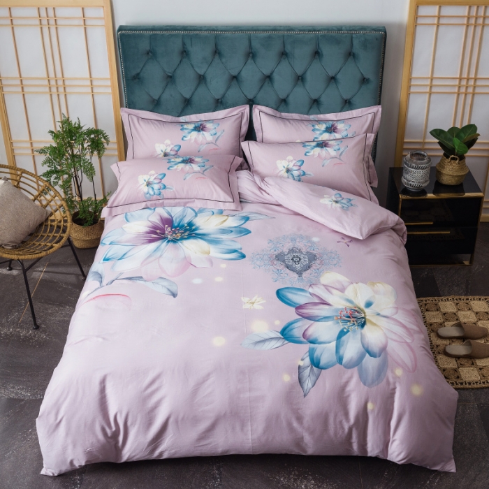 91家纺网 家纺一手货源 找家纺 棉生活 2019年春夏大版全棉四件套 月婉花庭