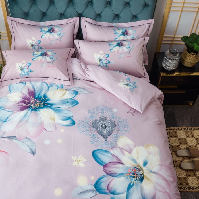 91家纺网 家纺一手货源 找家纺 棉生活 2019年春夏大版全棉四件套 月婉花庭