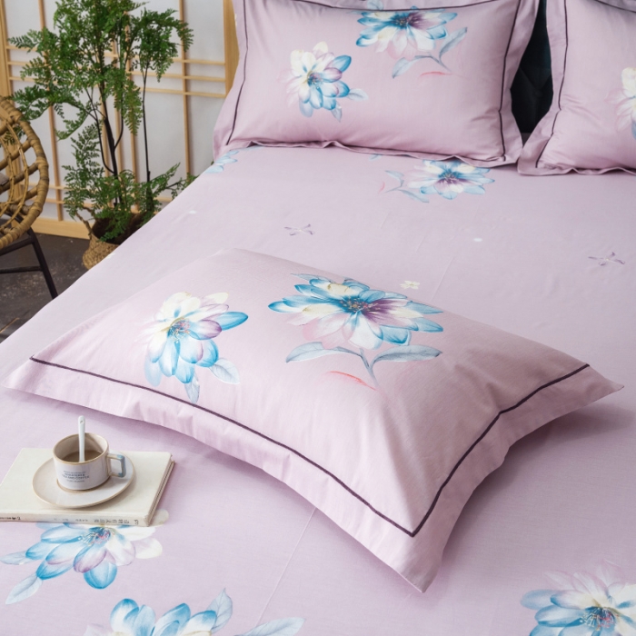 91家纺网 家纺一手货源 找家纺 棉生活 2019年春夏大版全棉四件套 月婉花庭