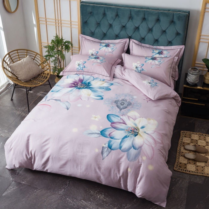 91家纺网 家纺一手货源 找家纺 棉生活 2019年春夏大版全棉四件套 月婉花庭