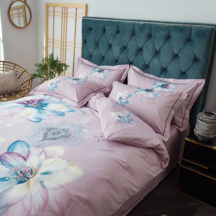 91家纺网 家纺一手货源 找家纺 棉生活 2019年春夏大版全棉四件套 月婉花庭