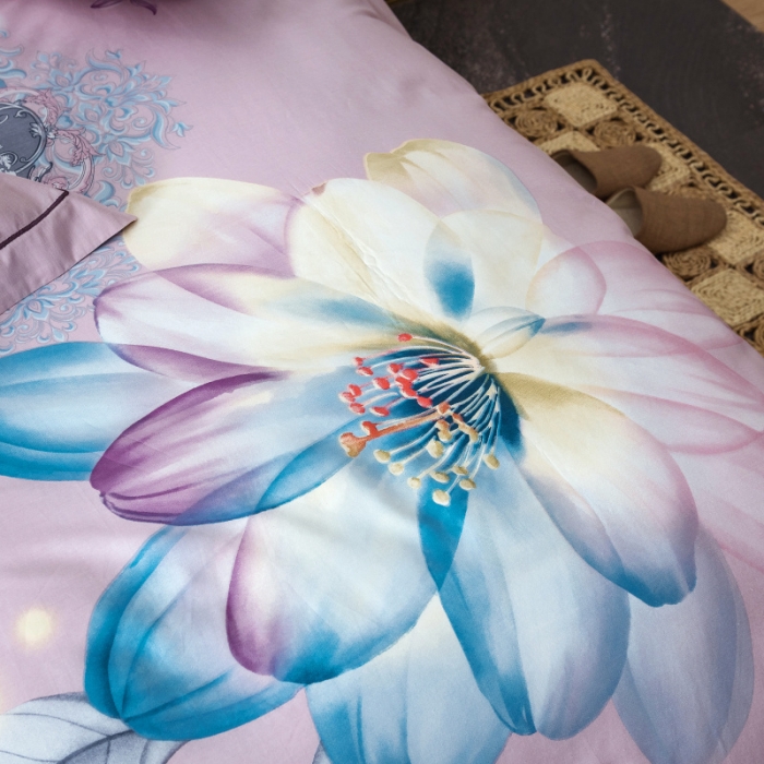 91家纺网 家纺一手货源 找家纺 棉生活 2019年春夏大版全棉四件套 月婉花庭